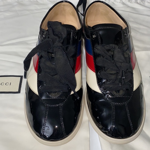 GUCCI
Patent Calfskin Web Falacer Sneakers Gucci Men size 6 Black - Picture 13 of 13